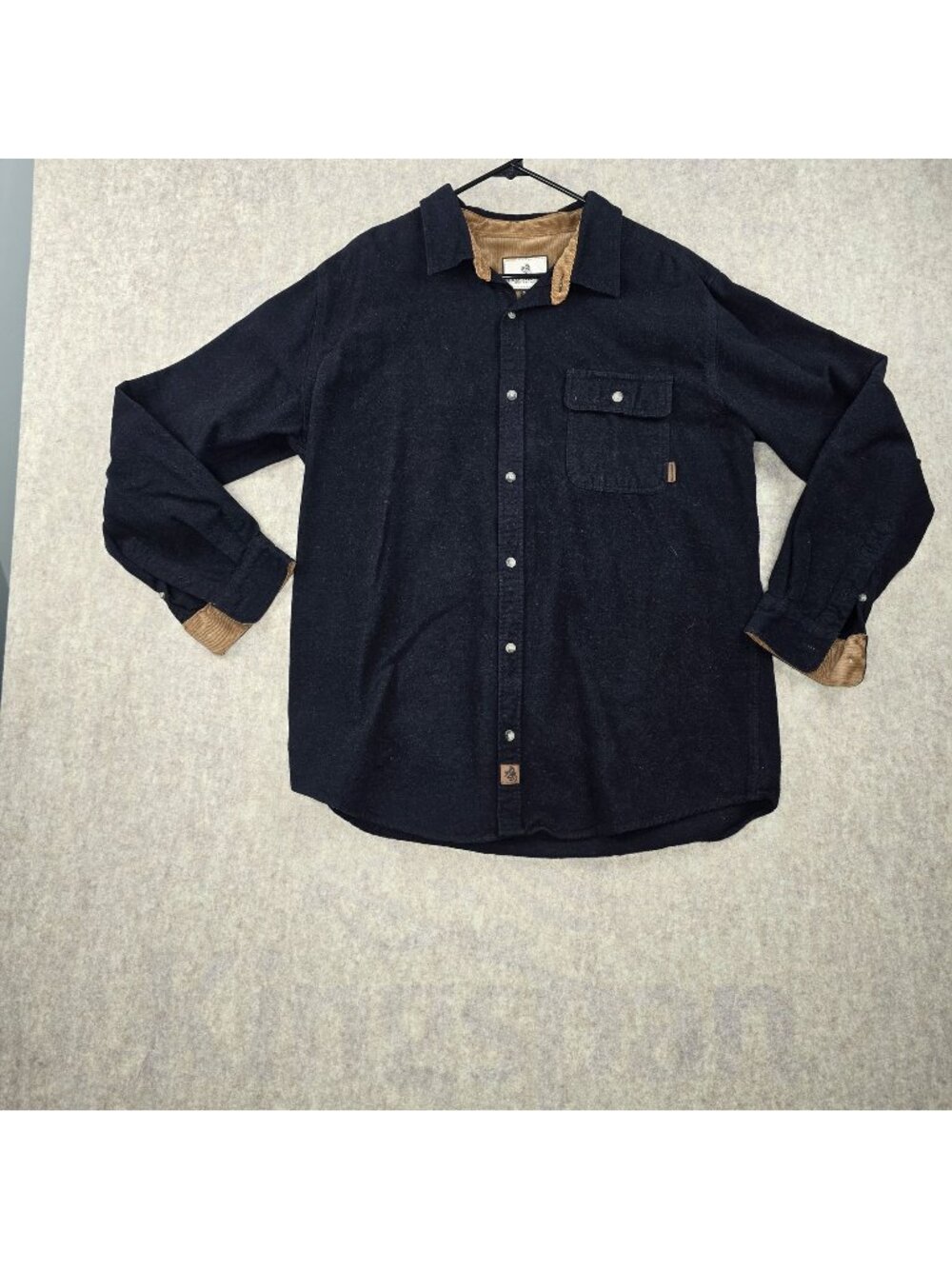 Legendary Whitetails Mens XLT Black Shirt Corduroy Collar & Cuffs 100% Cotton